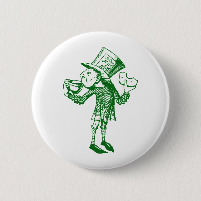 Haigha (Mad Hatter) Inked Green 6 Cm Round Badge (Front)