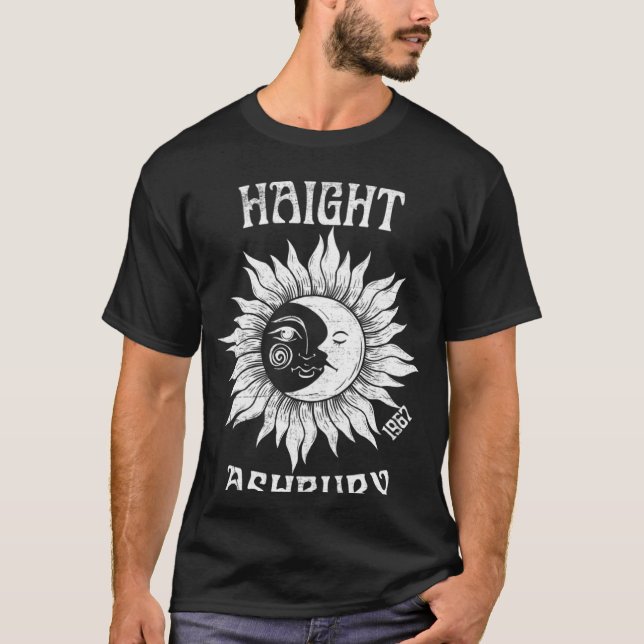 Haight Ashbury 1967 Retro San Francisco Sun Moon H T-Shirt (Front)