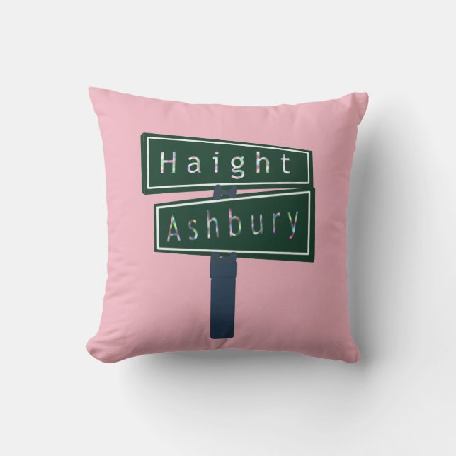 Haight Ashbury Rainbow Street Sign Cushion (Front)