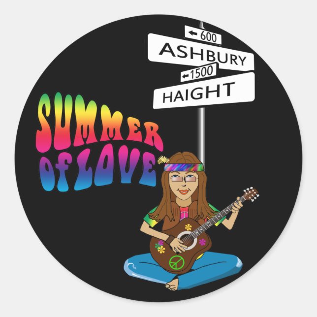 Haight Ashbury Summer of Love Classic Round Sticker (Front)