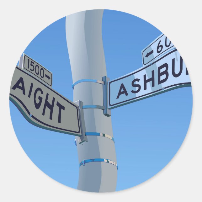 Haight Ashbury Warp Classic Round Sticker (Front)