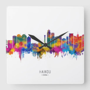 Haikou China Skyline Square Wall Clock