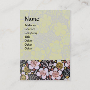 HAIKU / BLACK WHITE GREY PINK SPRING FLOWERS BUSINESS CARD