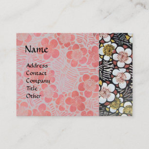 HAIKU / BLACK WHITE GREY PINK SPRING FLOWERS BUSINESS CARD