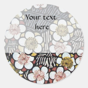 HAIKU/ BLACK WHITE PINK YELLOW SPRING FLOWERS CLASSIC ROUND STICKER
