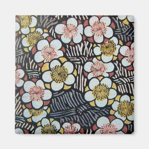 HAIKU/ BLACK WHITE PINK YELLOW SPRING FLOWERS MAGNET