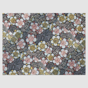 HAIKU/ BLACK WHITE PINK YELLOW SPRING FLOWERS TISSUE PAPER