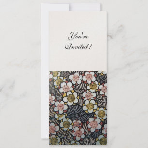 HAIKU/ BLACK WHITE YELLOW PINK SPRING FLOWERS INVITATION