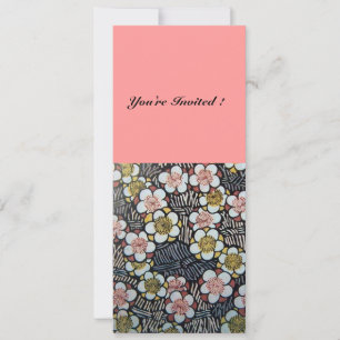 HAIKU/ BLACK WHITE YELLOW PINK SPRING FLOWERS INVITATION