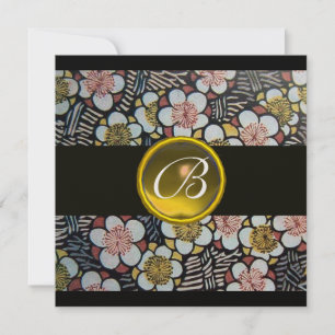 HAIKU/SPRING FLOWERS YELLOW TOPAZ MONOGRAM INVITATION