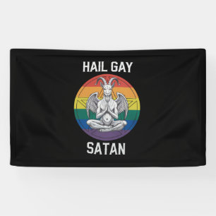 Hail Gay Satan Funny Goth Gothic Goat LGBTQ Banner