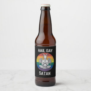 Hail Gay Satan Funny Goth Gothic Goat LGBTQ Beer Bottle Label