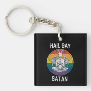 Hail Gay Satan Funny Goth Gothic Goat LGBTQ Key Ring