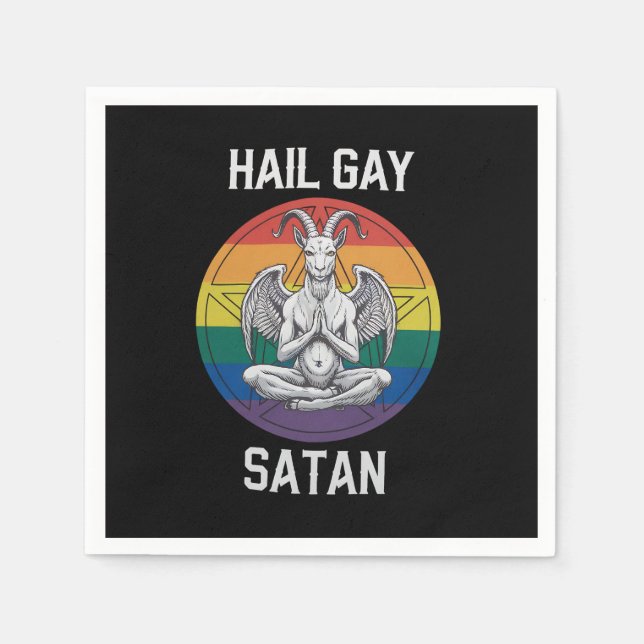 Hail Gay Satan Funny Goth Gothic Goat LGBTQ Napkin (Front)