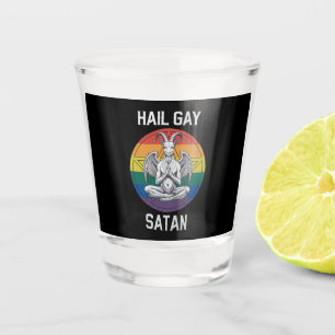 Hail Gay Satan Funny Goth Gothic Goat LGBTQ Shot Glass