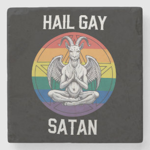 Hail Gay Satan Funny Goth Gothic Goat LGBTQ Stone Coaster