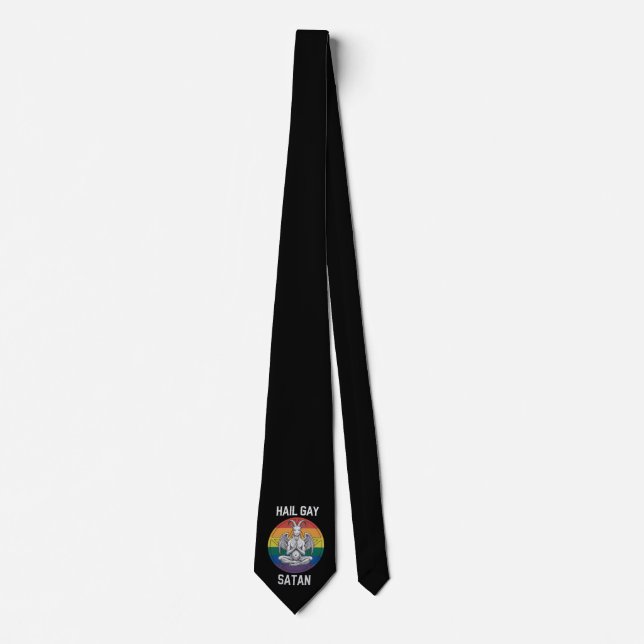 Hail Gay Satan Funny Goth Gothic Goat LGBTQ Tie (Front)