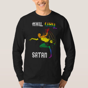 Hail Gay Satan Lgbt Lgbtq Pride Rainbow Colour Gra T-Shirt