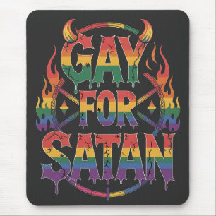 Hail Gay Satan Rainbow Baphomet Devil Goat LGBTQ Mouse Mat