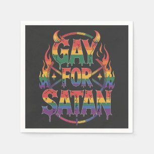 Hail Gay Satan Rainbow Baphomet Devil Goat LGBTQ Napkin