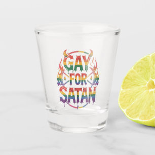 Hail Gay Satan Rainbow Baphomet Devil Goat LGBTQ Shot Glass