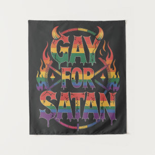 Hail Gay Satan Rainbow Baphomet Devil Goat LGBTQ Tapestry