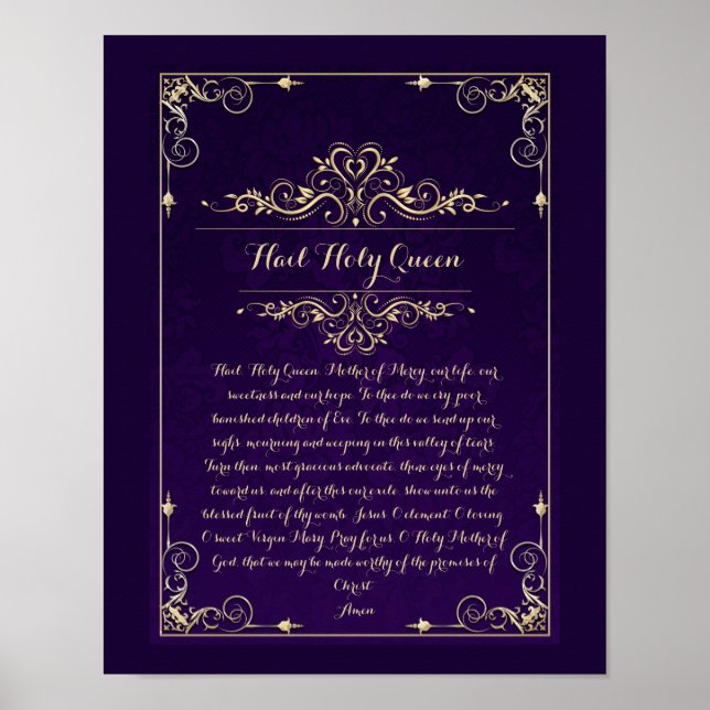 Hail Holy Queen Catholic Prayer Poster (Front)