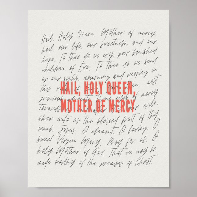 Hail, holy Queen Prayer Poster (Front)