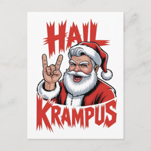 Hail Krampus Devil Horn Krampus Rock Invitation Postcard