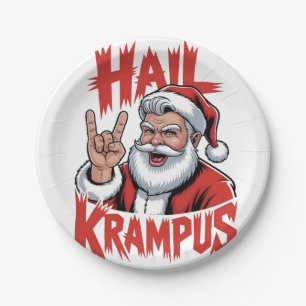 Hail Krampus Devil Horn Krampus Rock Paper Plate