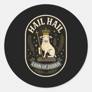 Hail Lion Of Judah - Bold Emblem Jesus Christian R Classic Round Sticker