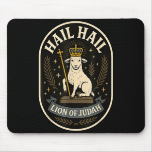 Hail Lion Of Judah - Bold Emblem Jesus Christian R Mouse Mat