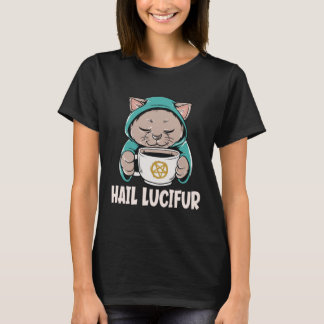 Hail Lucifur Cute Occult Satanic Hail Satan Cat T-Shirt