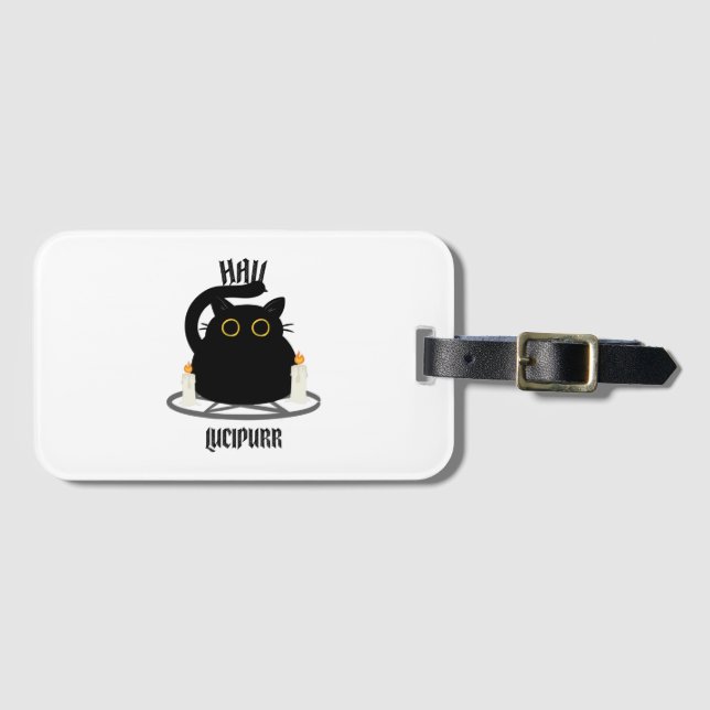 Hail Lucipurr Luggage Tag (Front Horizontal)