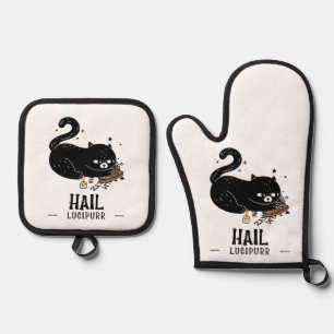 Hail Lucipurr Oven Mitt & Pot Holder Set