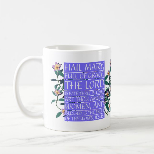 Hail Mary Ave Maria Latin/English Catholic Prayer  Coffee Mug (Left)
