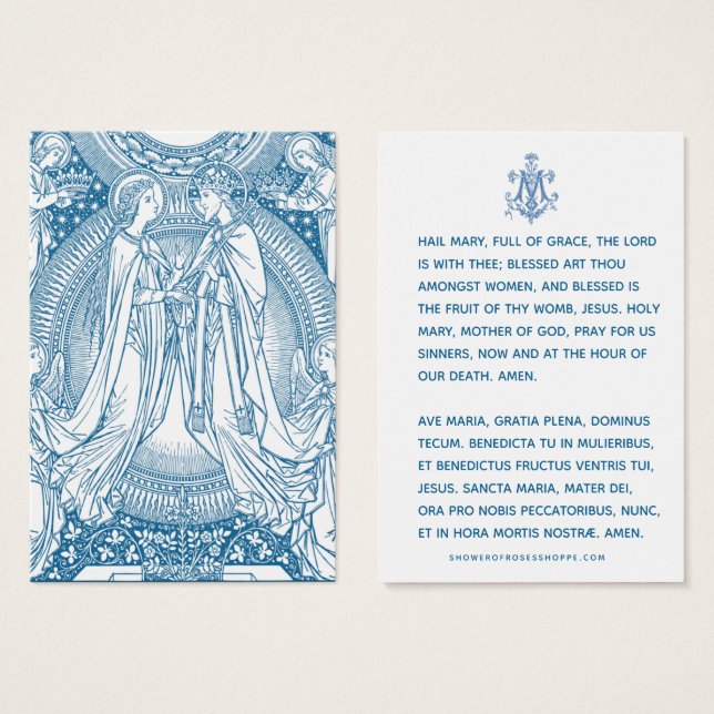 Hail  Mary Catholic Prayer Latin English Holy Card (Front & Back)