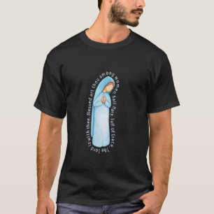 Hail Mary Full of Grace Watercolor Marion Art Cath T-Shirt