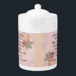 Hail Mary Prayer<br><div class="desc">Beautiful 'Hail Mary' prayer teapot.  Design created in translucent layers with roses,  on a light pink background.</div>