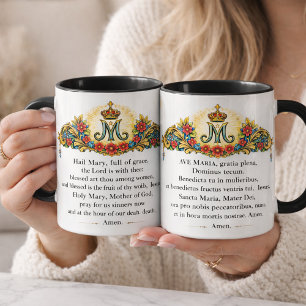 Hail Mary Prayer English & Latin Catholic Mug
