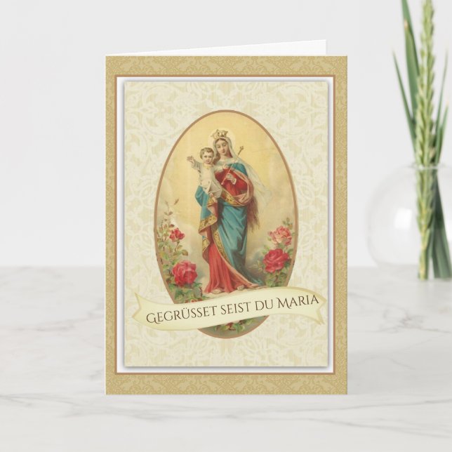 HAIL MARY PRAYER IN GERMAN CATHOLIC CARD (Front)