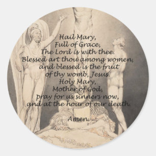 Hail Mary Prayer Religious Quotes Words Classic Round Sticker