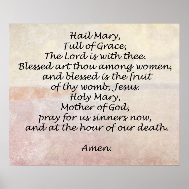 Hail Mary Prayer Religious Quotes Words Poster (Front)