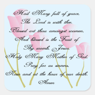 Hail Mary Prayer Square Sticker