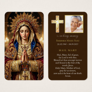 Hail Mary Religious Funeral Prayer Card Brown
