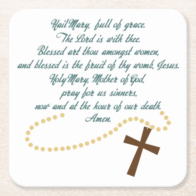 Hail Mary Square Paper Coaster (Front)