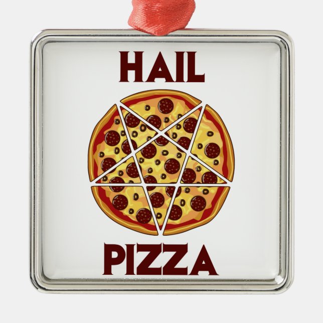 Hail Pizza Metal Tree Decoration (Front)