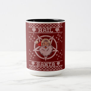 Hail Santa Claus Ugly Christmas Two-Tone Coffee Mug