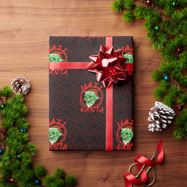 Hail Santa - Halloween Zombie Smaller Print Wrapping Paper (Holiday Gift)