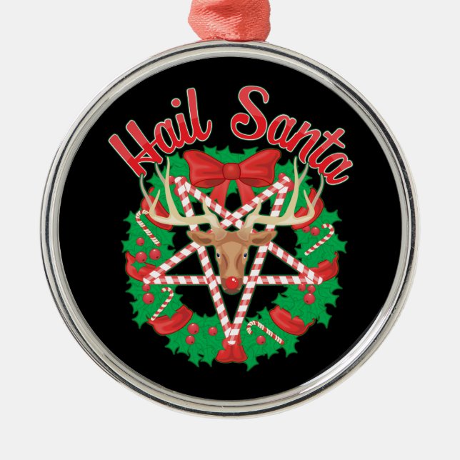 Hail Santa! Metal Tree Decoration (Front)